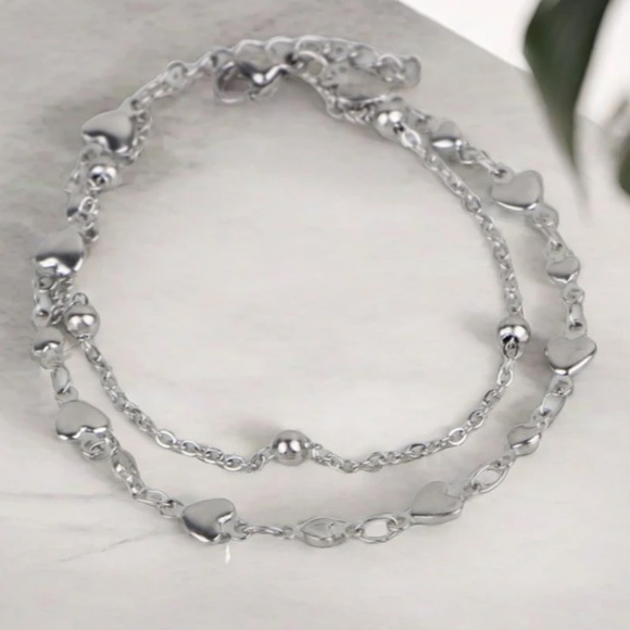 18k Gold Plated Stainless Steel Heart Multilayer Bracelet - Picture 5 of 8